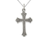 Sterling Silver Antiqued Cross Pendant Necklace with Chain